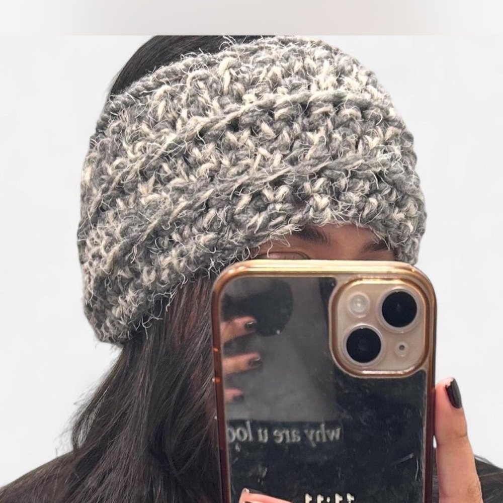 Handmade Cozy Gray Knit Headband/Ear Warmer